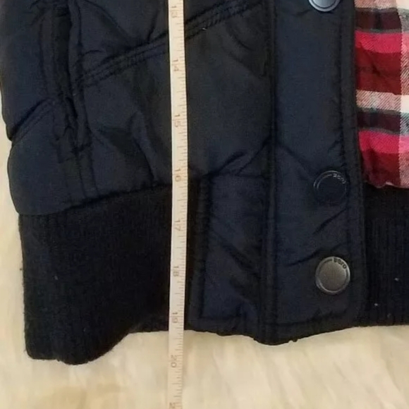 aeropostale XS Puffer Vest Navy w/ Flannel Snaps Junior Women - Picture 7 of 8